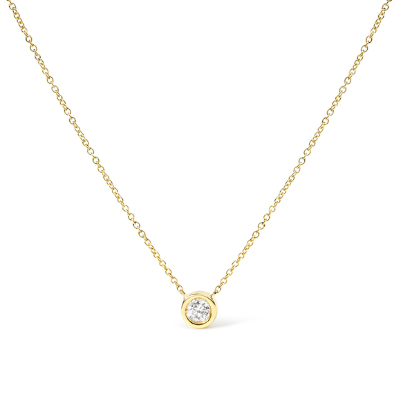10K Yellow Gold 1/5 Carat Round Brilliant-Cut Diamond Modern Bezel-Set